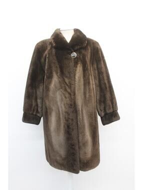 EXCELLENT BROWN SHEARED BEAVER FUR COAT JACKET WOMEN WOMAN SIZE 6-8 SMALL/MEDIUM